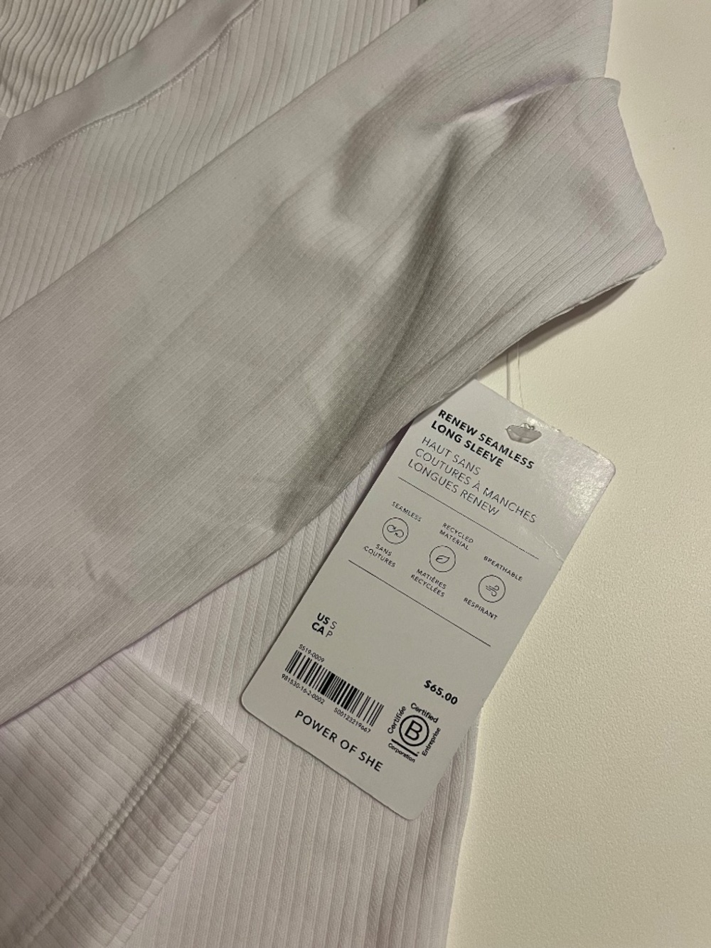 Athleta size Small White V-Neck Long Sleeve T-Shirt Top - Picture 4 of 5